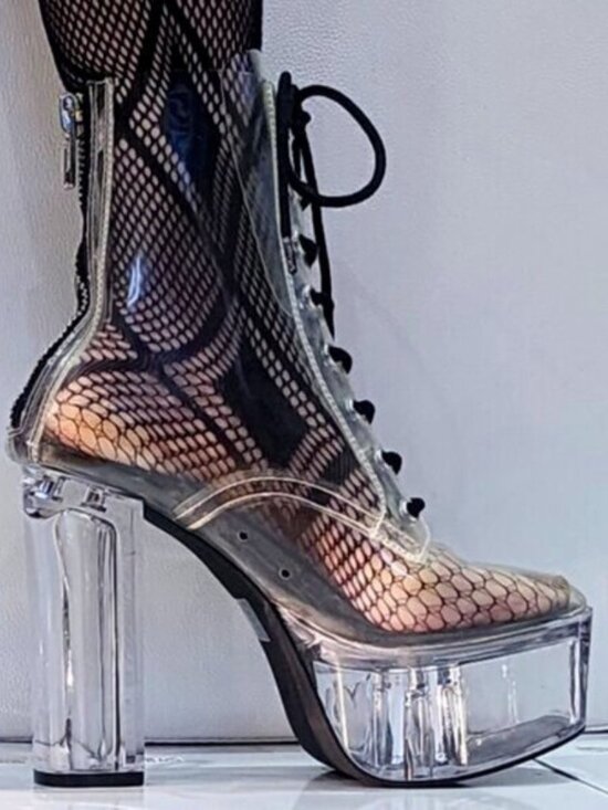 Current Mood Shoes - 💥KILLER BOOTS!💥DOLLS KILL CURRENT MOOD TRANSPARENT PLATFORM LACE -UP BOOTS